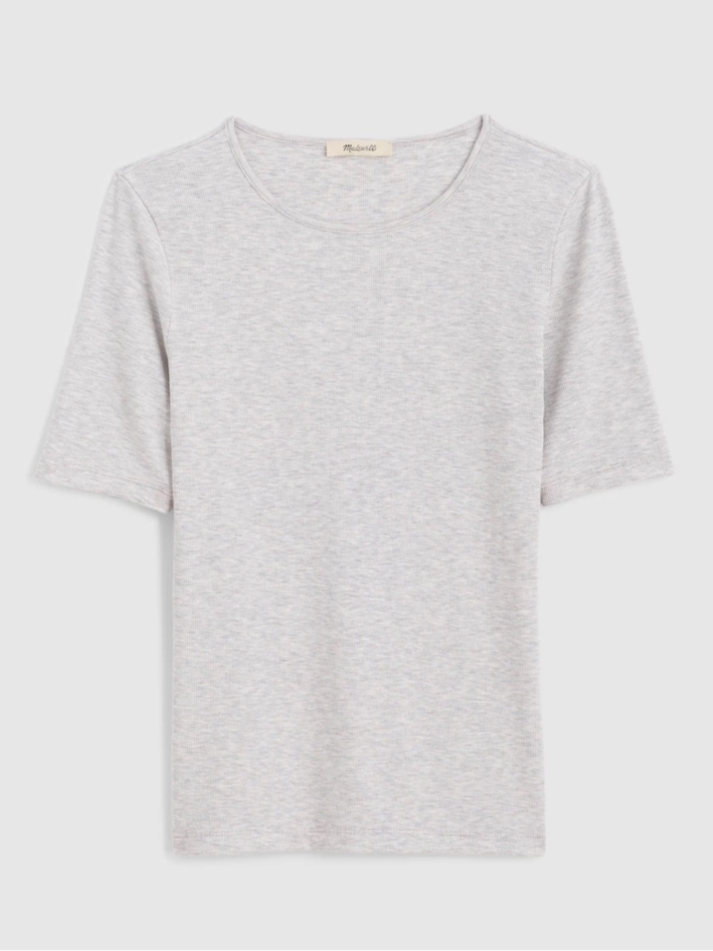 Madewell Gray Modal 9-9 Luxe Rib Short Sleeve Crewneck Tee NZ351 Medium BN